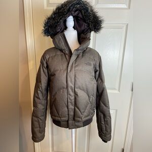 North Face Prodigy 600 Fill Brown Down Puffer Jacket with Fur Hood Large